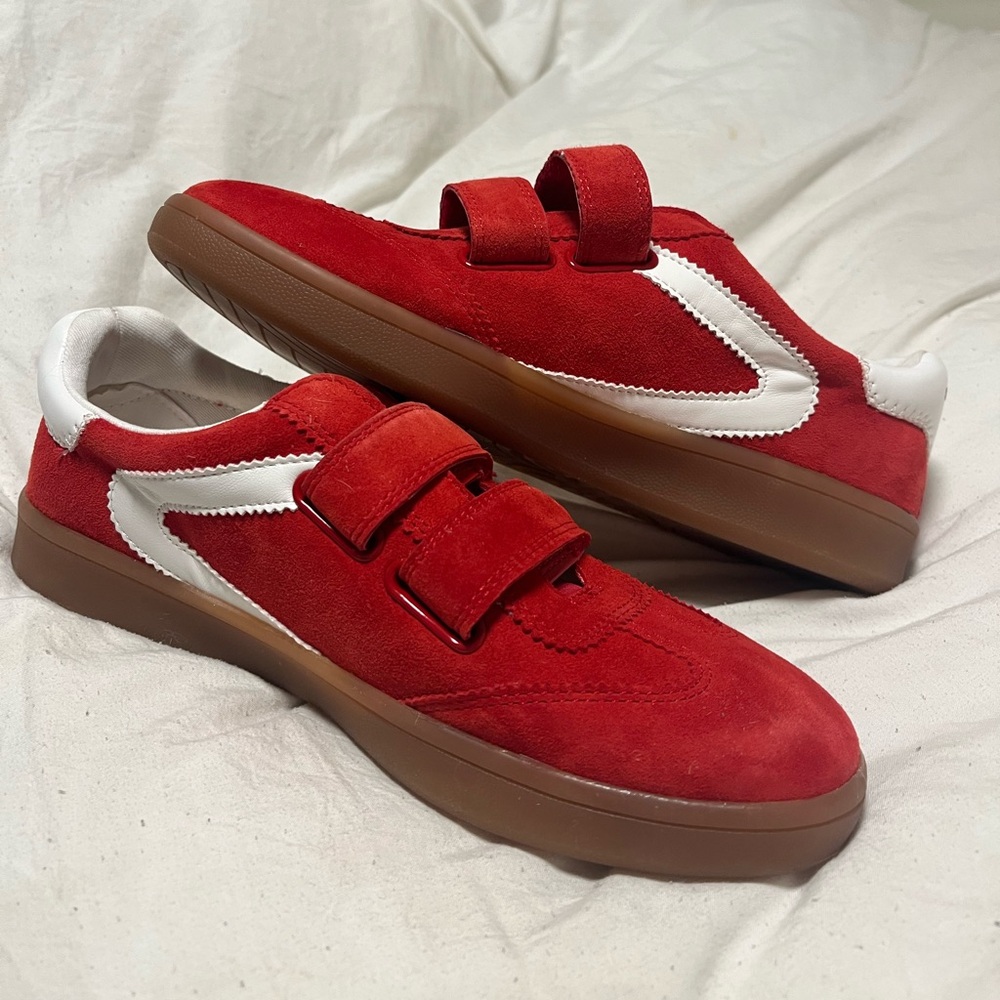 Brand New Sam Edelman Suede Red Velcro Trendy Sneakers